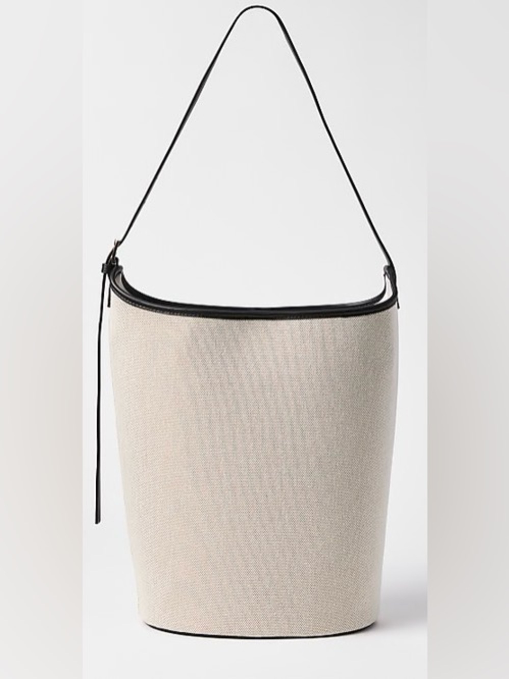 Loft Canvas Bucket Bag in Light Beige with Black Trim